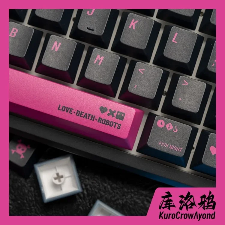 KCA-Love Death Robots PBT Keycaps Set, Sublimação, Design Ergonômico, 140 Key, Teclado Mecânico, Gamer Acessórios