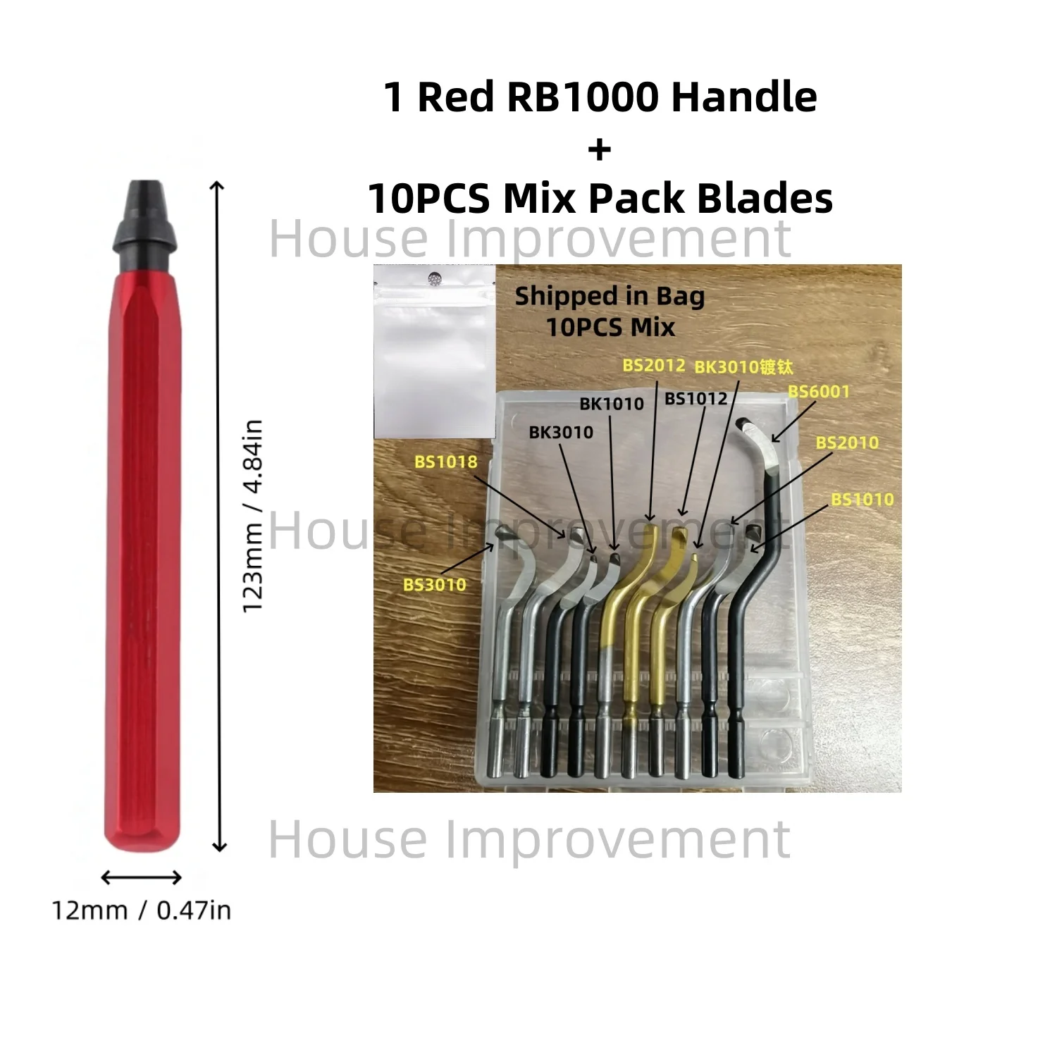 Deburring Tool Set with 11pcs High Speed Steel Swivel Blades Burr Removal Tool for Metal Resin PVC Pipes Copper Plastic Aluminum