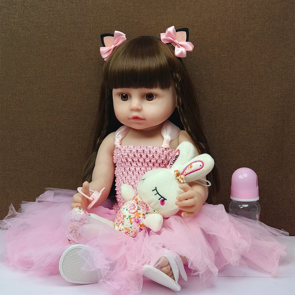 赤ちゃん用のオリジナルの生まれ変わった人形,シリコンボディ,女の子用のビニール玩具,プリンセスアクセサリー,クリスマスプレゼント,50cm