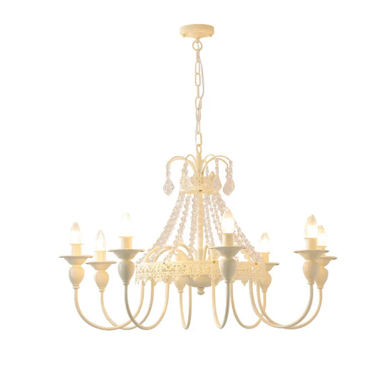 

French court cream wind crystal candle chandelier American light luxury retro romantic living room bedroom dining room staircase