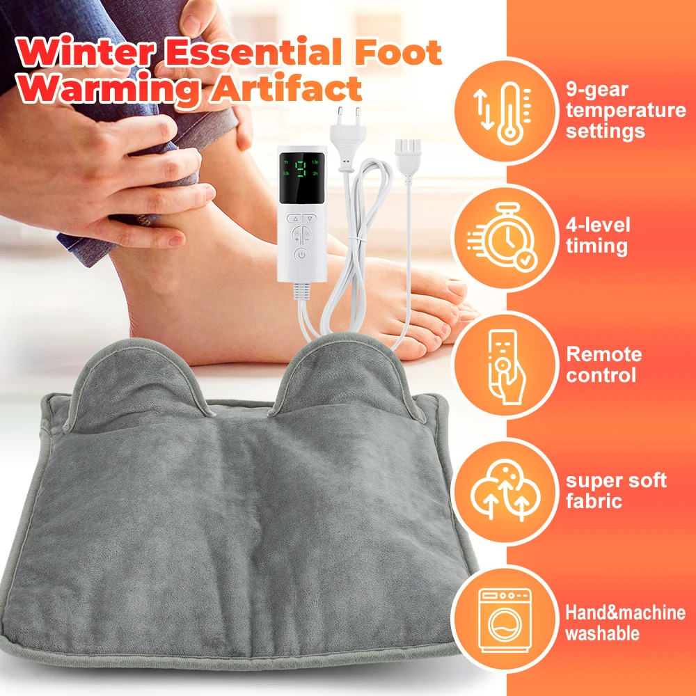 Electric Foot Heating Pad Winter Feet Warming Pad Soft Plush Washable Foot Warmer Improve Sleeping Household Foot Warming Mat