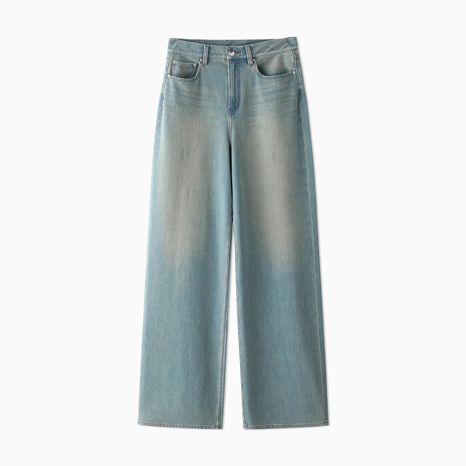 Dave&di 2025 Spring/summer Casual Retro Washed Distressed Stone Washed New Elastic Fabric Silhouette Denim Jeans
