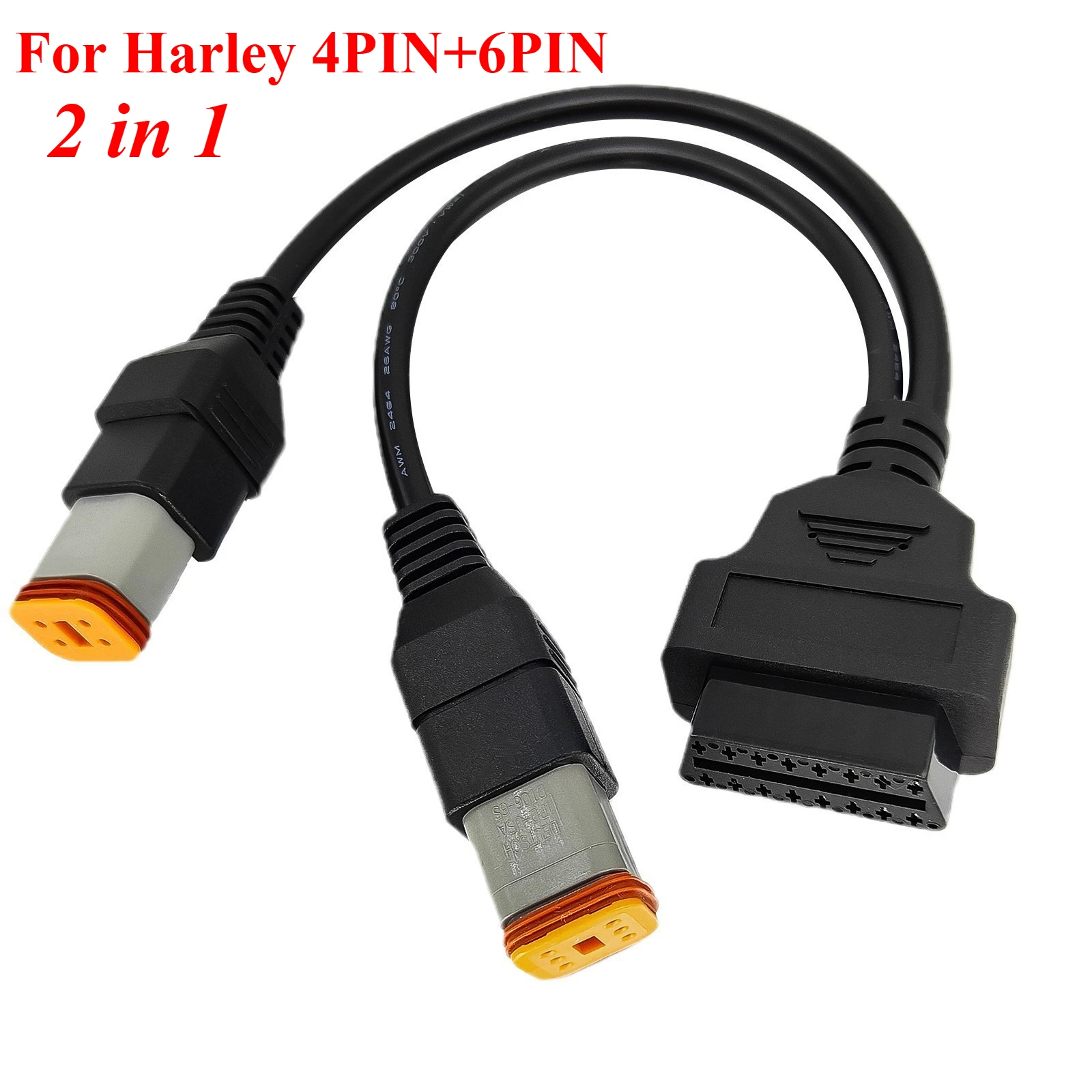 Universal K CAN OBD2 Code Reader Adaptor 2in1 6Pin & 4Pin Diagnostic Scanner Connector for Harley Davidson