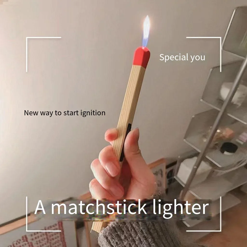 Tiktok Hot Selling Facncy Long Matchstick Shape Kitchen Lighters Rechargeable Candle Lighter Jet Windproof Butane Gas Inflatable