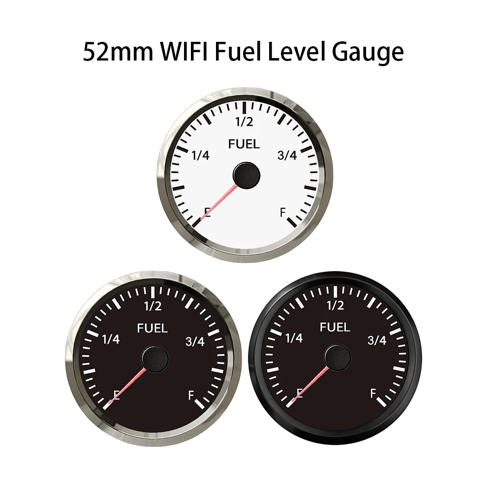 Rhaxel 52mm Fuel Level Meter WiFi Gauge DC 12V 24V for Car Motorcycle RV Vessels Boat With Backlight