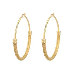 Fashion 304 Stainless Steel Hoop Earrings Gold Color Oval Spiral Round Earrings Jewelry , Post/ Wire Size: (17 gauge), 1 Pair