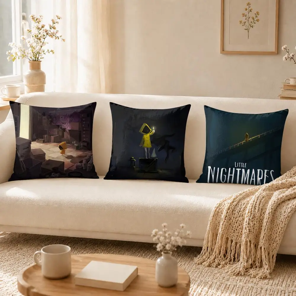 Game L-Little Nightmares Cushion Cover Soft Short Plush Pillow Cases Hidden Zipper Cutecore Sofa Bedroom Home Decor Gift