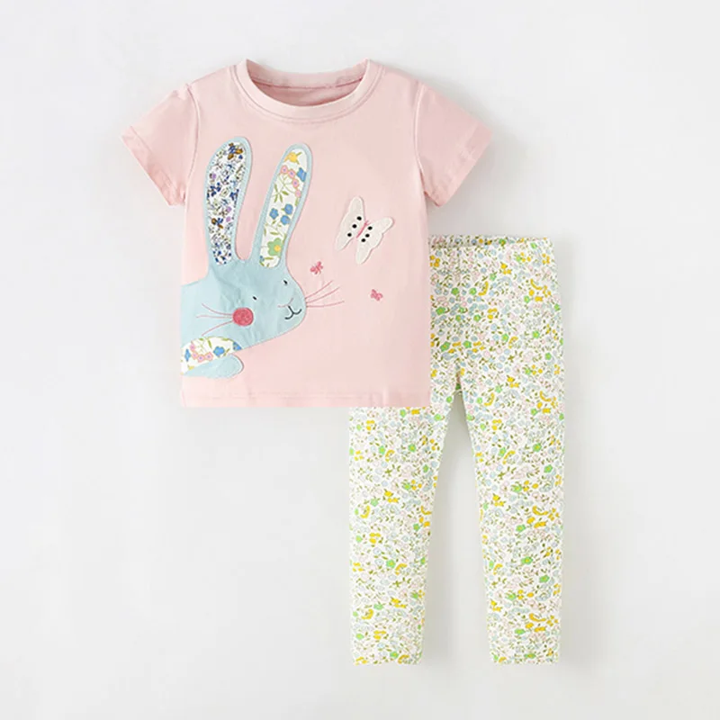 100% Cotton Girls Strawberry tshirt Leggings Pants Children Clothing Suit 2024 Summer Infant Kids Outfits Baby Girl Clothes Sets