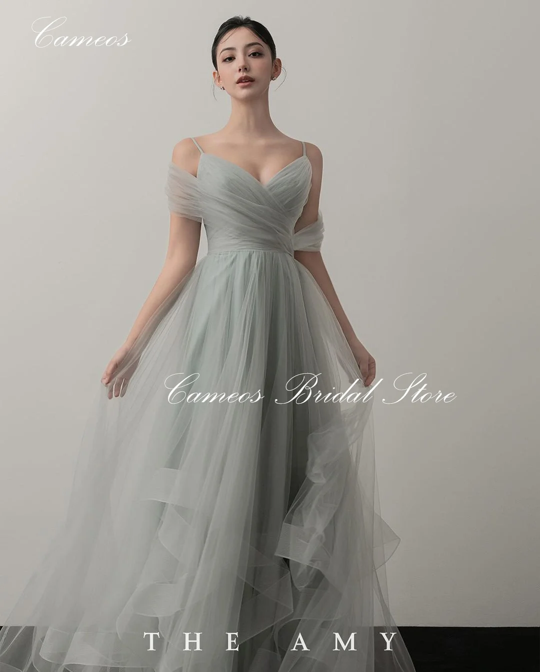 SONDR Korean Spaghetti Straps Evening Dress Custom Made Formal Prom Dress Tulle Tiered  웨딩드레스 Occasion Party Evening Gown