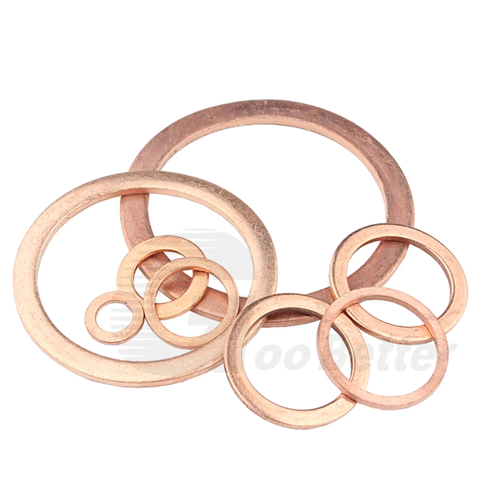 5-50Pcs Copper O-Ring Washer M10 M12 M14 M16 M18 M20 M22-M27 Oil Seal Shim Flat Gasket O-Rings Seal Plain Spacer Washer Fastener