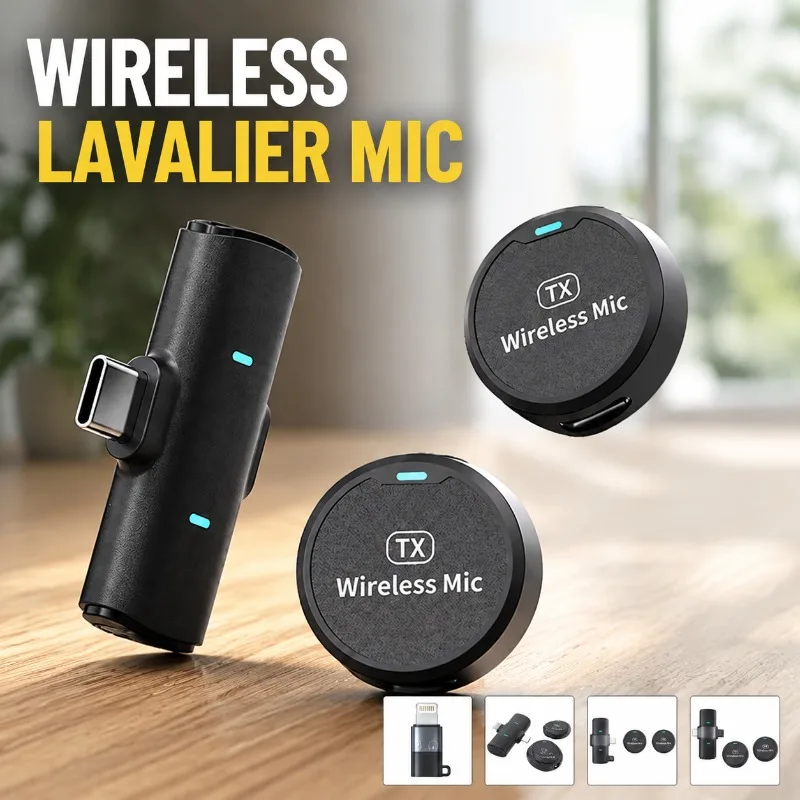 Hot‑selling Magnetic‑clip Wireless Lavalier Microphone Round‑shaped Audio‑pick‑up Mic for Smartphone Shooting Short‑video Live