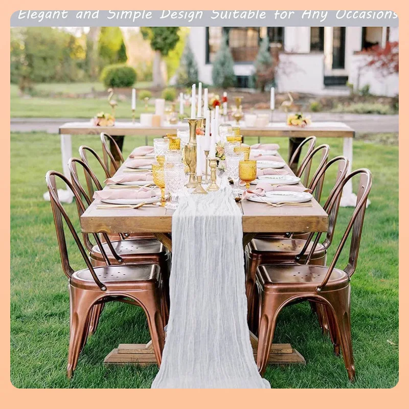 웨딩 컬렉션 세트 테이블 러너 레트로 버 질감 거즈 천 식사 빈티지 웨딩 파티 크리스마스 리넨 장식90*300