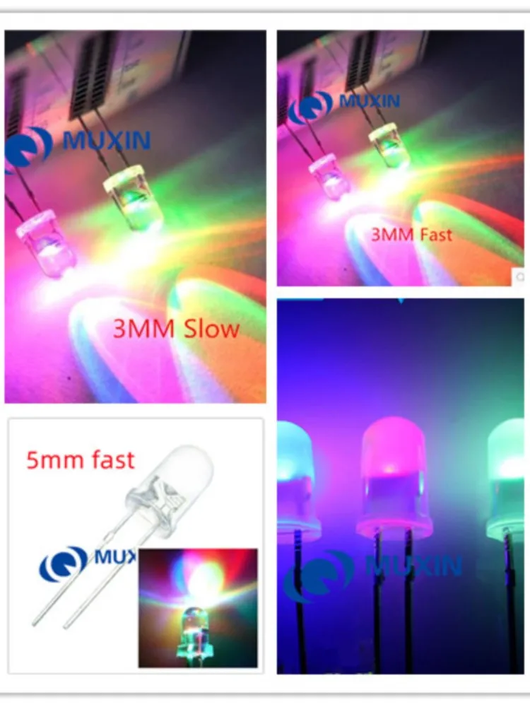 50PCS F3 F5 3MM 5MM RGB 7 color Fast flash/Slow flash LED light-emitting diode (LED) 3mm RGB 7 color fast flash LED Slow flash