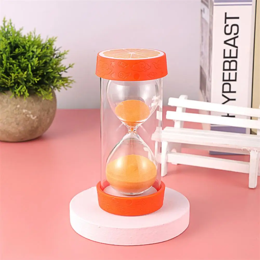 Relaxamento Sand Timer Set, Ampulheta Acrílica Calmante Sensorial, Ornamento com Frutas, Decoração de Casa