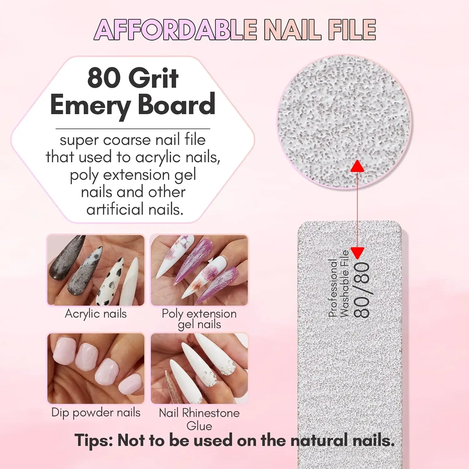 Makartt Nail File 10Pcs Emery Boards for Nails, 80 /80 100/180 Grit Professional Doubled Sides Coarse Toenail Filer Heavy Duty
