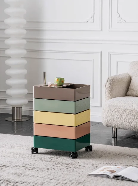 360-Degree Rotating Movable Storage Organizer File Cabinet with Wheels Bedside Side Cabinet