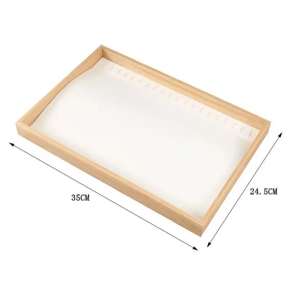 

Elegant Bamboo Wooden Jewelry Display Tray Rectangle Korean Style Jewelry Display Shelf Jewelry Storage Box Home Decor