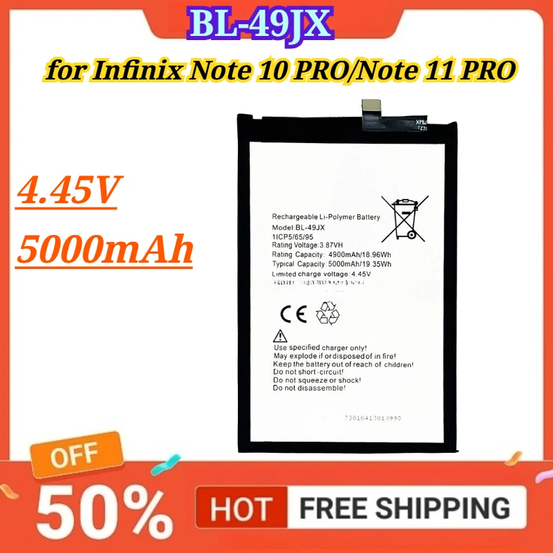 BL-49JX 4.45V 5000mAh New Compatible Battery for Infinix Note 10 PRO/Note 11 PRO Mobile Phone Batteries