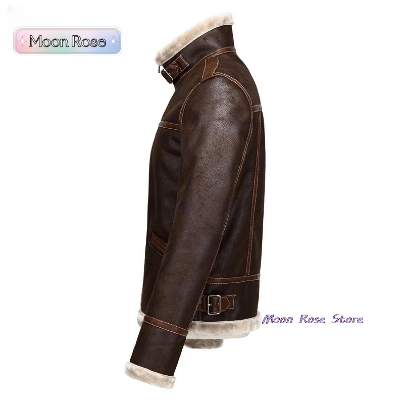 Biohazard Resident 4 Leon S Kennedy Evil Costume Leather Coat Jacket Cosplay PU Faur Jacket Long-sleeve Winter Outerwear Men Boy