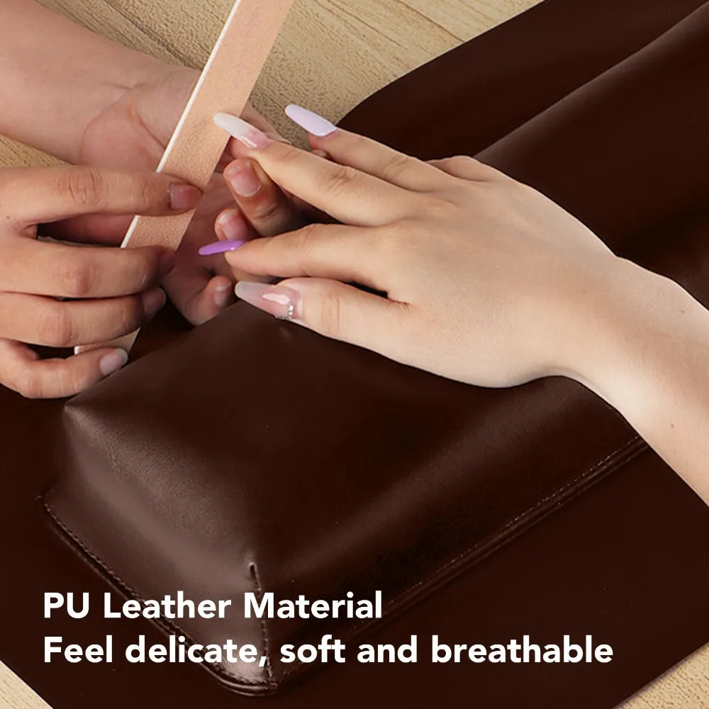 Rectangle Nail Hand Pillow High Density Sponge PU Leather Nail Hand Rest Memory Foam High Elastic Manicure Hand Pillow