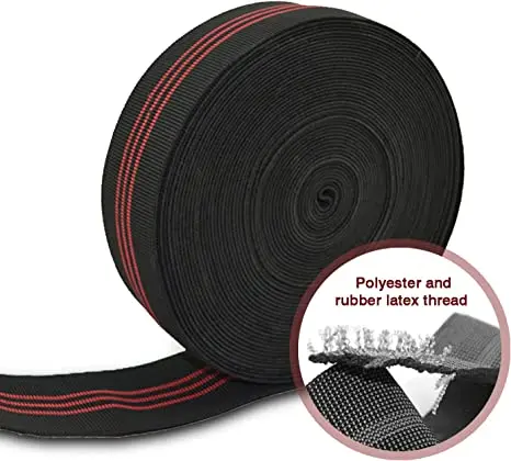 حزام مرن أسود للكرسي ، حزام مطاطي ، لفة شريط مطاطي ، شريط مطاطي ، شريط إصلاح وتعديل ، 2 "عريض ، قوة 36 قدمًا ، ←" ،