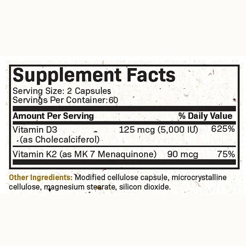 Vitamin K2 + D3 Supplement - Support Joint, Bone and Immune Health, Promotes Calcium Absorption