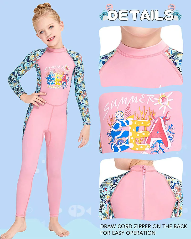 Crianças maiô de corpo inteiro para meninas meninos rash guard manga longa wetsuit pele uma peça crianças roupa de banho, esportes aquáticos secos rápidos