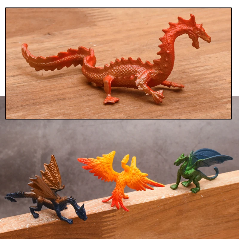 6Pcs/Set Flying Magic Dragon Phoenix Monsters Chinese Dinosaurs Animals Toy Action Figures Model PVC Collection Kids X-mas Gift