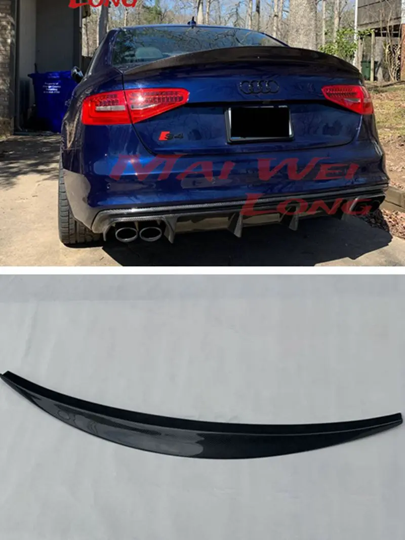 

For Audi A4 S4 B8 B8.5 4 Door Sedan 2009 2012 2016 HK Style High Quality Carbon Fiber Rear Wing Roof Rear Box Decorated Spoiler