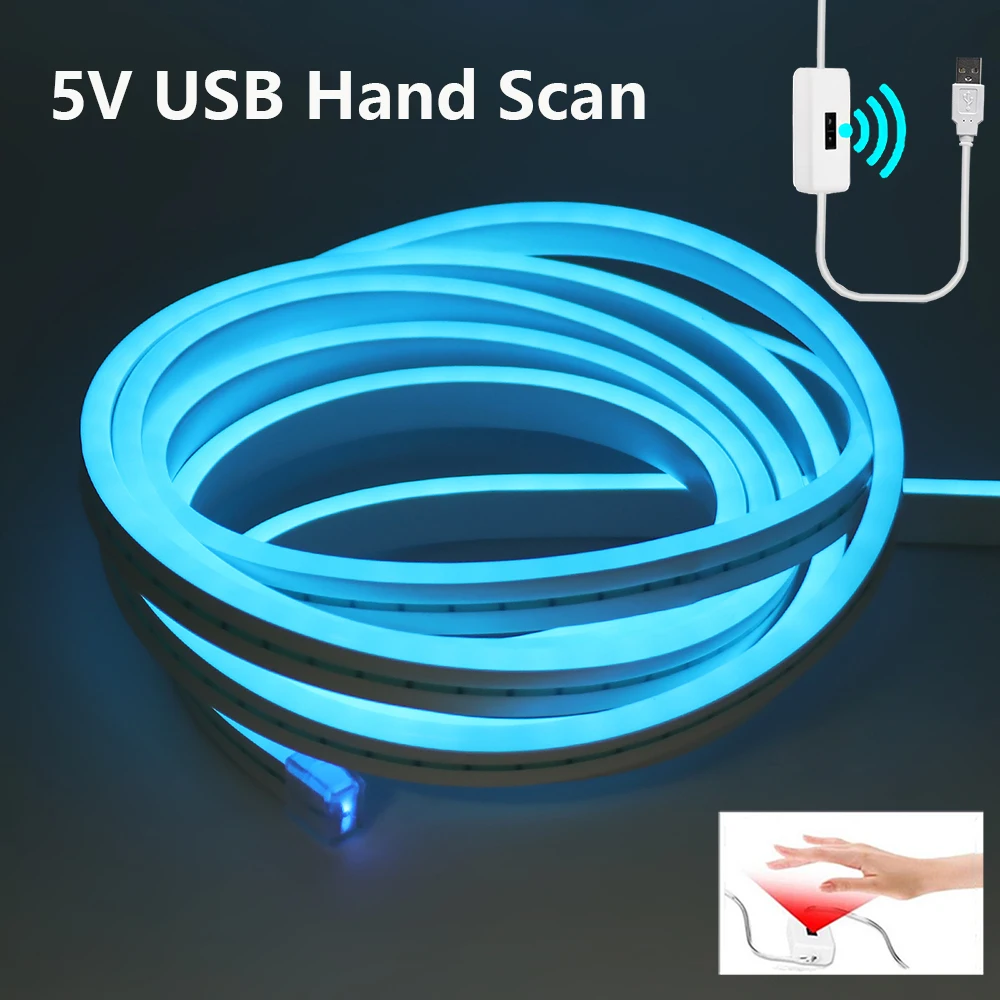 

Motion Sensor 5V LED Neon Light Strip Hand Scan Dimming USB Powered DIY Neon Sign Waterproof Flexible Lights Home Party Decor