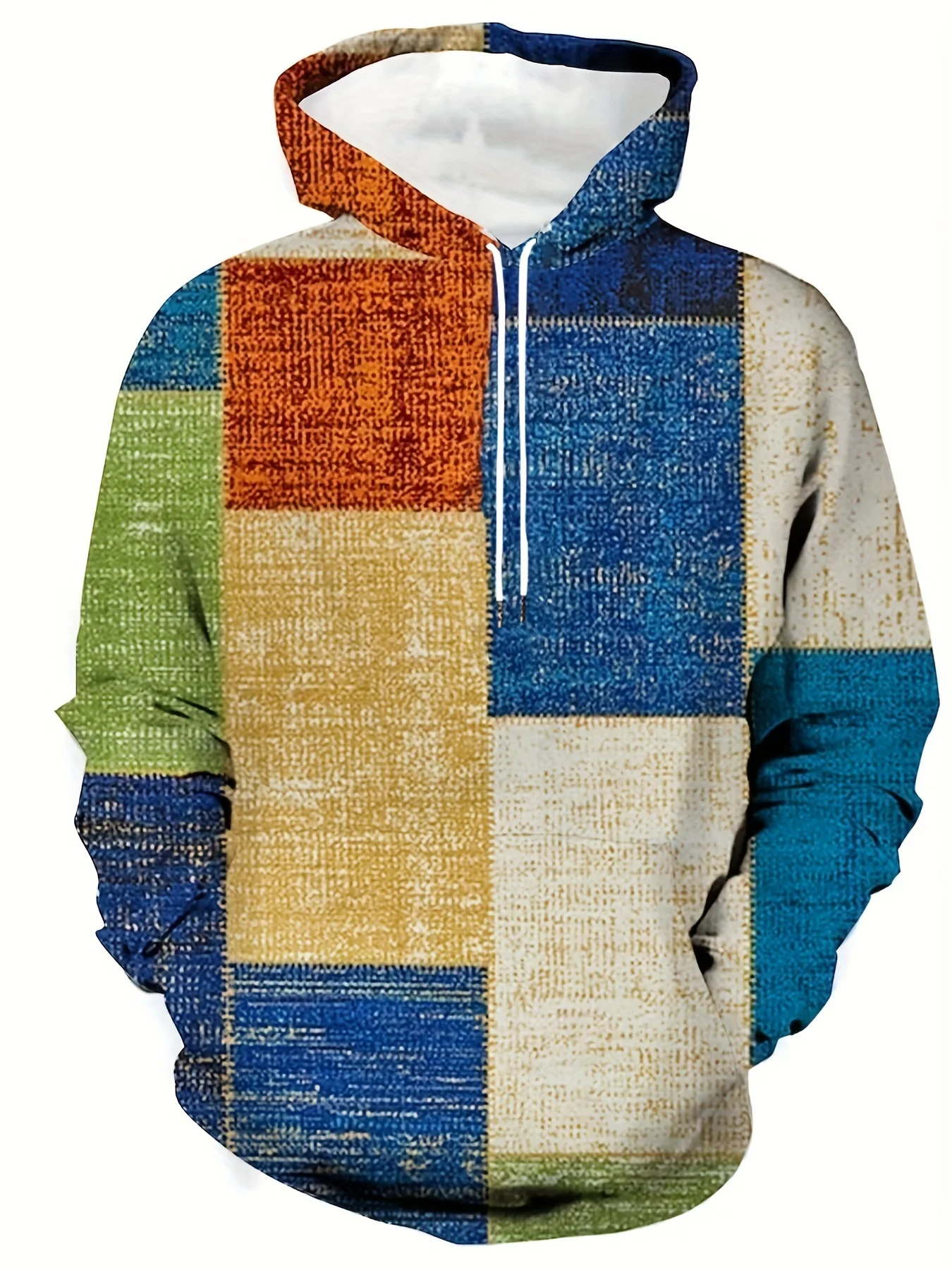 3D Color Block Patchwork Print Men\'s Hoodie Fashion Street Hooded Sweatshirt Summer Autumn Tracksuit Gym Pullover Casual Hoodies