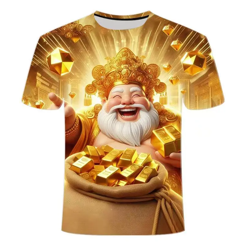 Summer 3D Printed Short Sleeve T-Shirt for Men Women Children Fashionable Cool Feeling Polyester Fiber Crewneck T-Shirt