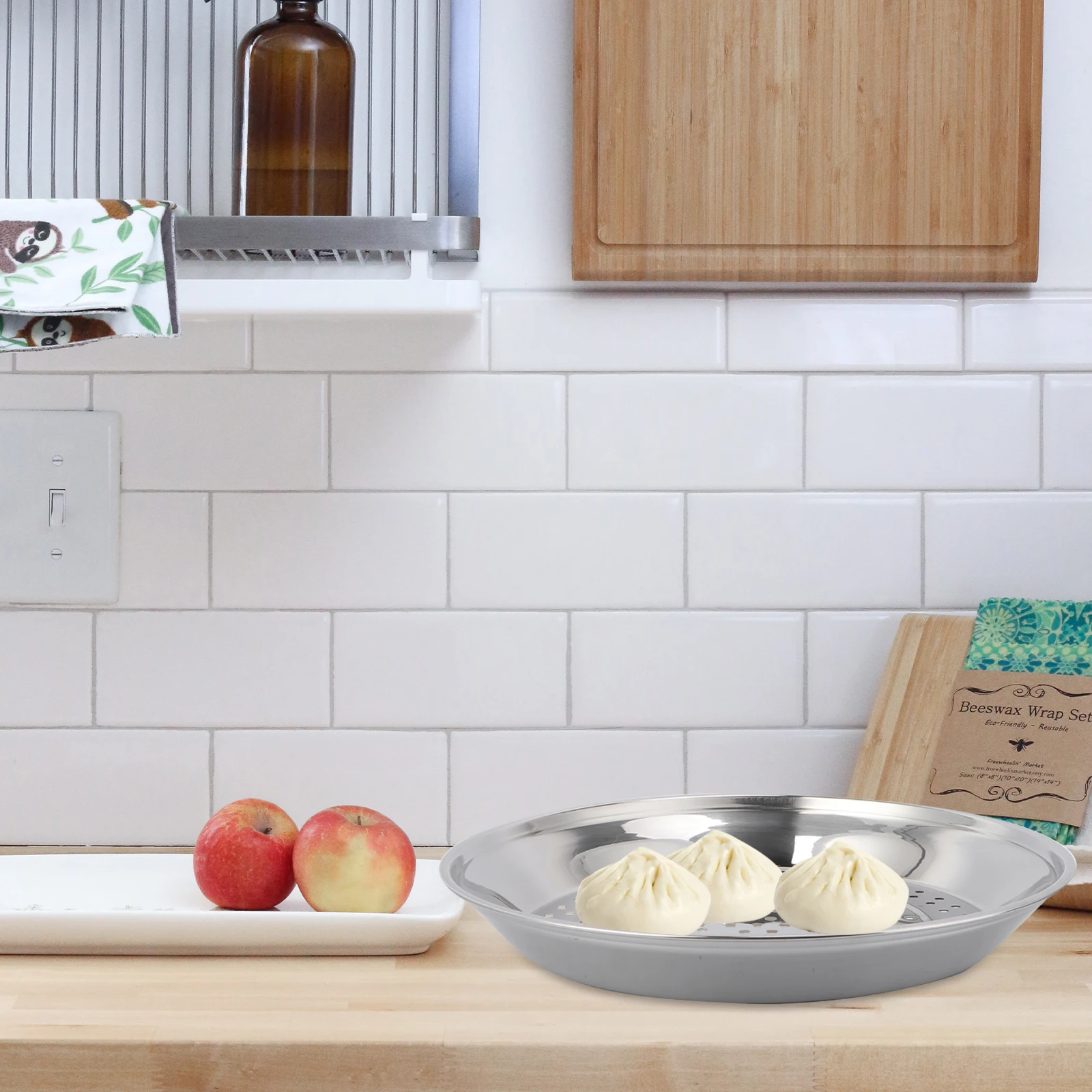 

Thick Steamer Rack Steaming Dish Large Wok Pot Cooking Insert Stainless Steel Dumpling Plate Food Grade Rust Resistant