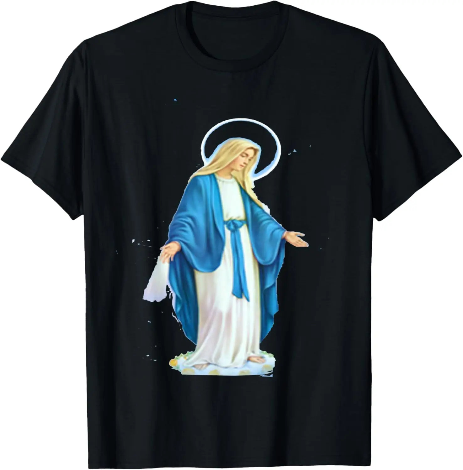 

Virgin Mary Graphic T-Shirt Mother of Jesus Religious Christian Soft Short Sleeve Tee