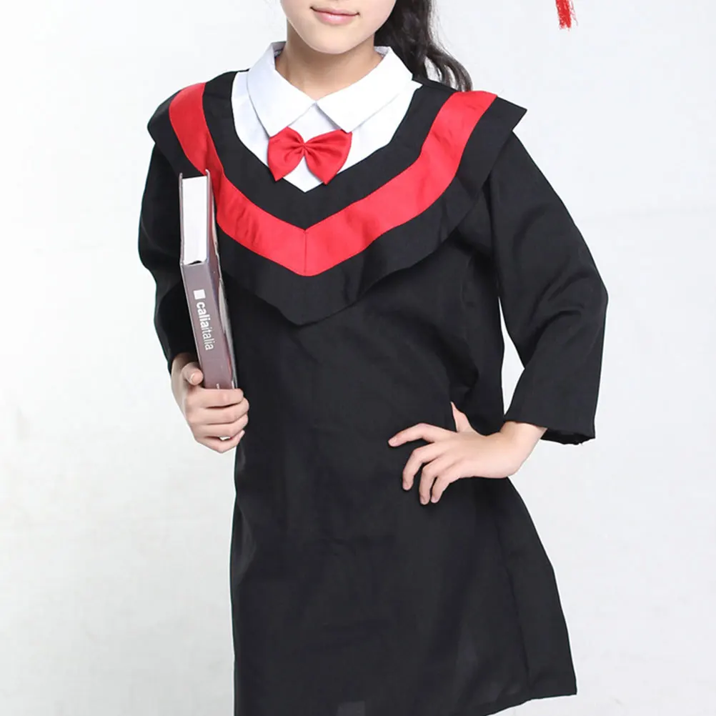 

Kids Graduation Set Comfortable Material School Kids Wearing Cap Graduation Gown Set Tassel Costumes Outfits Role Props