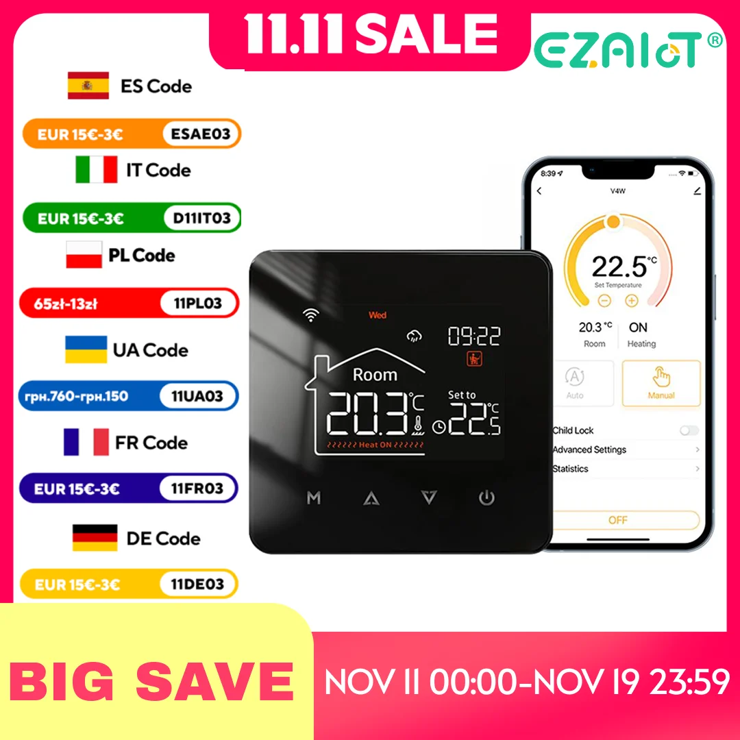 

Tuya Smart Home Thermostat Water Electric Warm Floor Heating Gas Boiler WiFi Temperature Remote Controller with Google Alexa