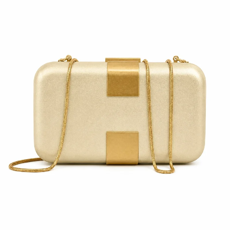 Pu Hard Shell Clutch Evening Bag For Women, Faux Leather Chain Shoulder Crossbody Bag, Square Box Purse For Wedding Party