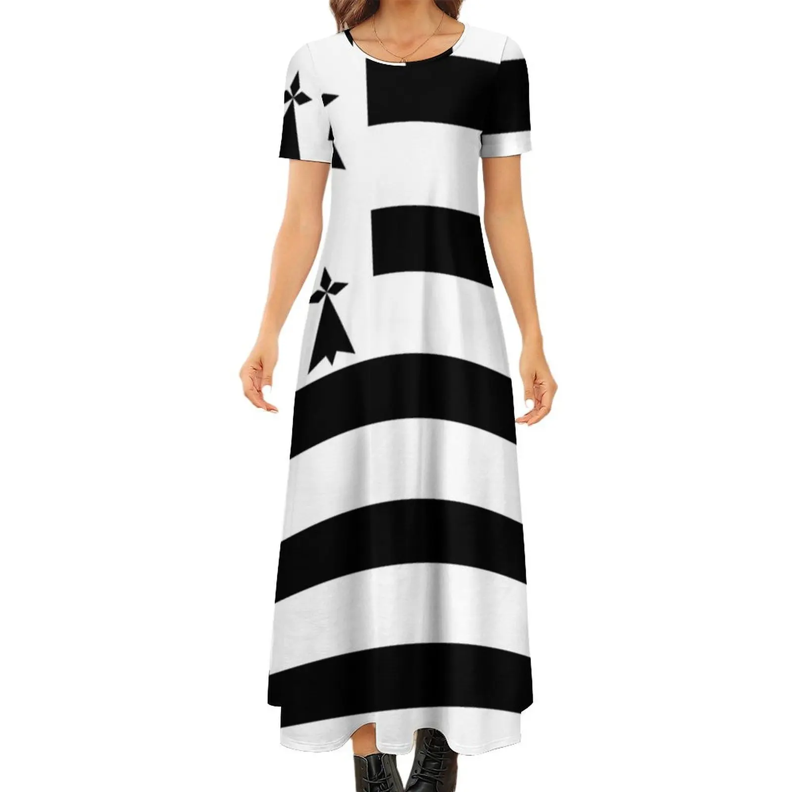 

Платье Breizh с круглым вырезом и коротким рукавом, шикарное и элегантное вечернее платье, женская одежда, летний женский костюм