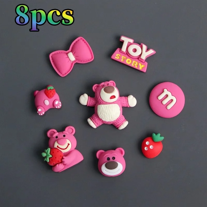 

8pcs Disney Strawberry Bear Cute Cartoon 3d Three-dimensional Sticker Cup Sticker Diy Waterproof Decorative Cup Sticker