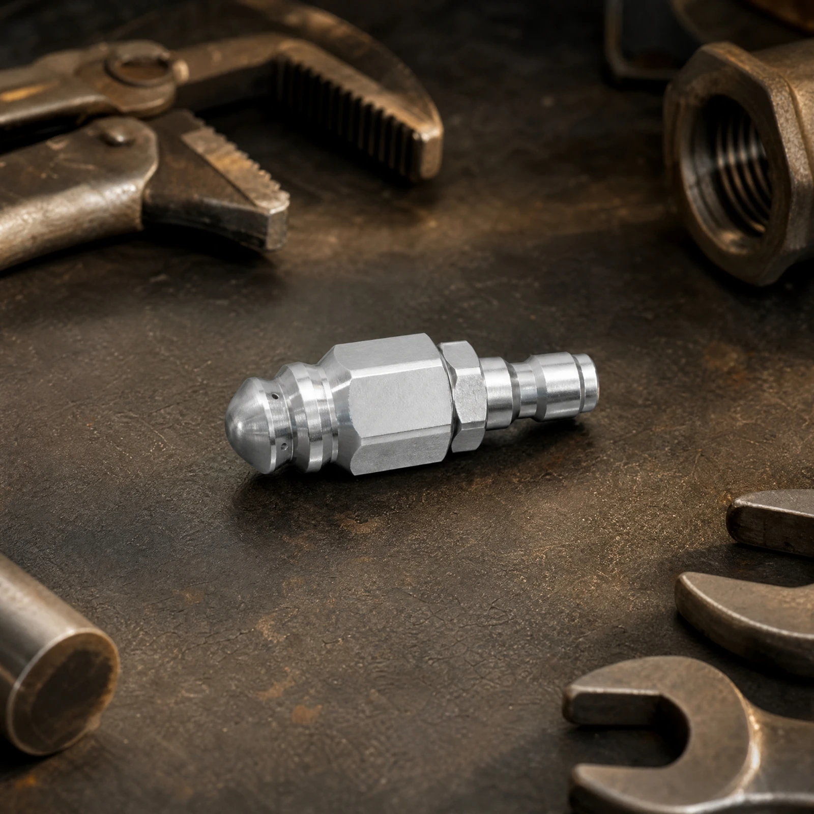 High Pressure Sewer Cleaning Nozzle Multi-Jet Stainless Steel Drain Nozzle with Quick Connect Fitting Replacement for Plumbers