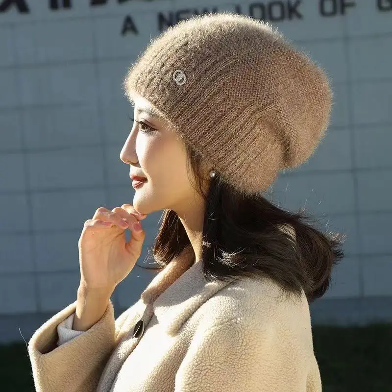 Dui Autumn/Winter Korean Edition Trendy Versatile Net Red Thickened And Warm Knitted Outdoor Woolen Women's Hat