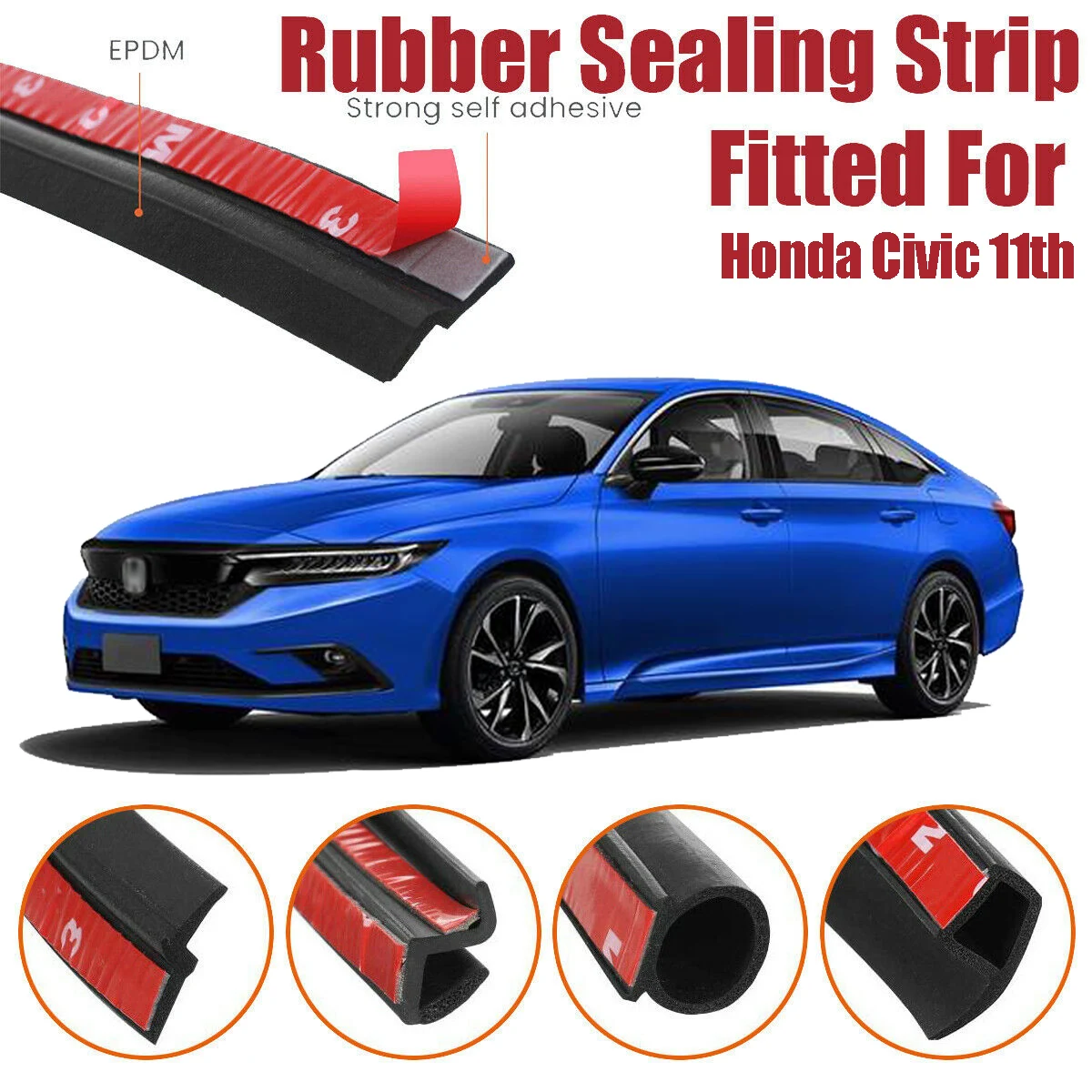 Door Seal Strip Kit Self Adhesive Window Engine Cover Soundproof Rubber Weather Draft Noise Reduction For Honda Civic 11Th