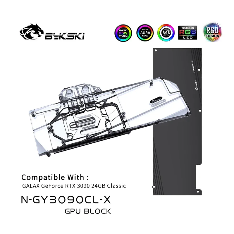 

Bykski Gpu Water Block N-GY3090CL-X,For GALAX RTX 3090 24GB Classic GPU Card,With Backplane Copper Radiator Water Cooling