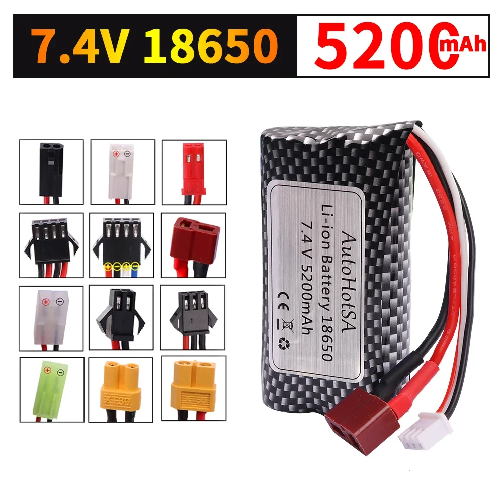 

7,4 В 5200 мАч липо-батарея 18650 для Wltoys 144001 A959-B A969-B A979-B K929-B 12428 12423 10428 Q39 SCY-16101RC Автозапчасти