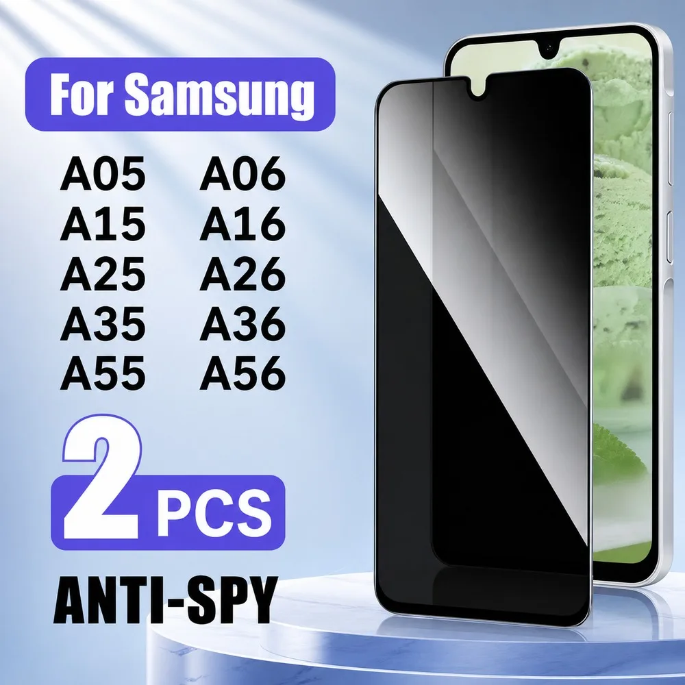 2PCS Privacy Tempered Glass For Samsung Galaxy A05 A06 A07 A15 A16 Anti Spy Screen Protector For Samsung Galaxy A17 A25 A26 A27