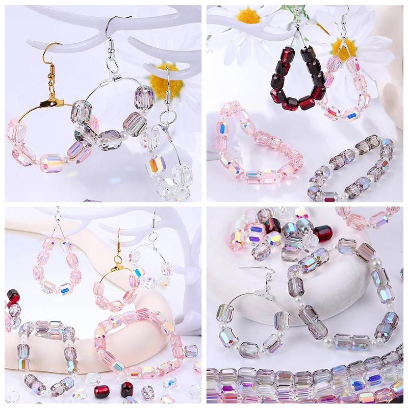 80Pcs 8mm Multicolor Cuboid Crystal Glass Beads Loose Spacer Bead for Jewerly Making Bracelet Necklace Handmade DIY Accessories image 6