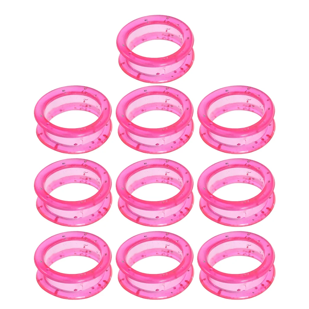 

10 Pcs Mosaic Hairdressing Scissors Ring Silica Gel Grooming Shear Thumb Inserts