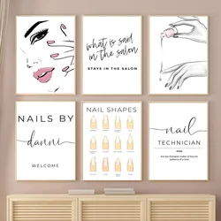 Personalised Name Nail Polish Tech Shapes Wall Art Canvas Painting Nordic Posters And Prints Wall Picture For Beauty Salon Decor