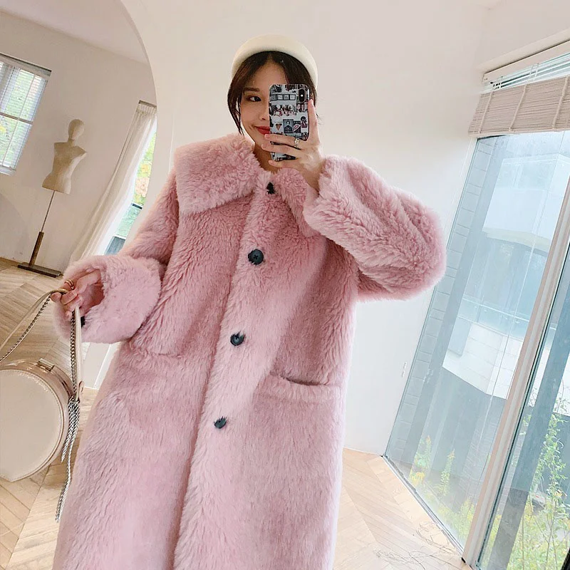 

New Winter Ladies Long Lamb Wool Thickened Fur Coat High Fashion Sense Casual Coat Temperament Girls Warm Short Coat 2023