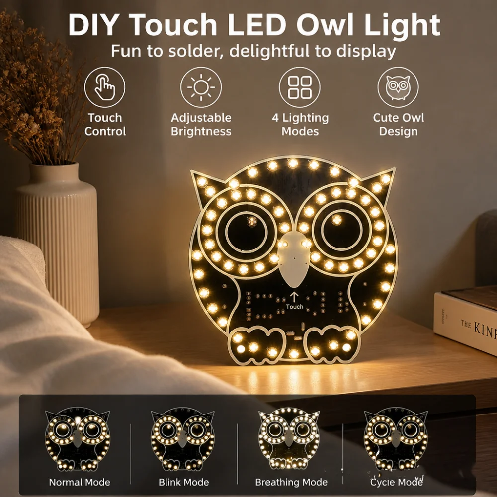 dc-5v-diy-solda-kit-de-aprendizagem-touch-control-coruja-led-luz-pratica-eletronica-para-iniciantes-quatro-modos-interface-usb
